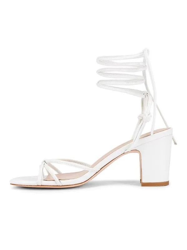 LPA Nicolo Low Heels in White Leather 9.5 New Womens sandals - Image 4