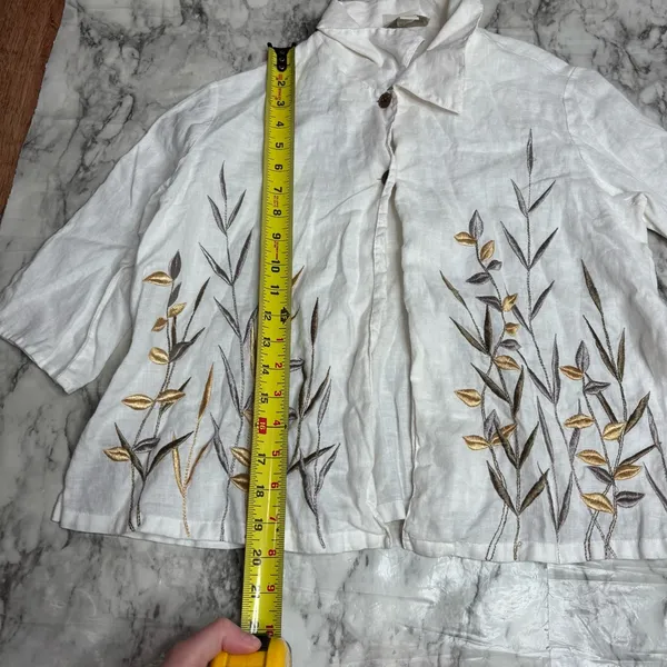 100% pure Linen Boho embroidered tropical white top 4 By Northern Isles - Image 4
