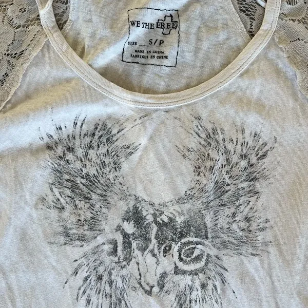 We The Free People Renegade Raglan Ivory 3/4 Lace Sleeve Top Size Small - Image 5