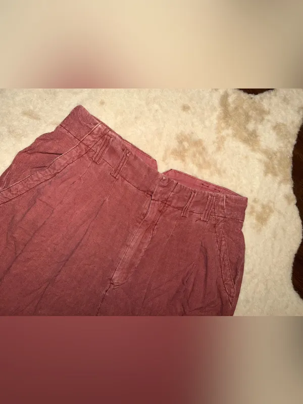 FREE PEOPLE Calla Pleated Trousers red $100 fall linen blend - Image 8