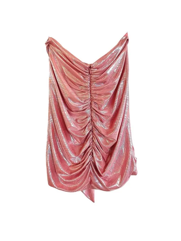 House of CB Shahja Metallic Rose Ruched Tie-Front Mini Skirt - Image 14