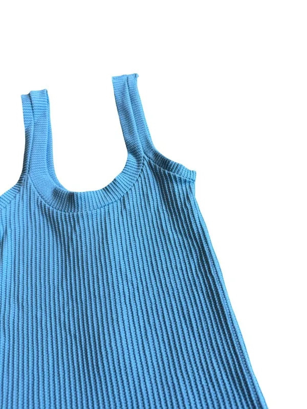 Intimately Free People Blue Henley Tank Top Stretchy Textured Fitted Medium NWT - Image 11