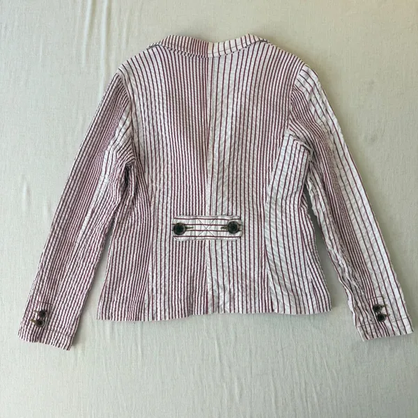 Cabi Captain's Seersucker Striped 2-Button Blazer Womens 10 Red White - Image 13