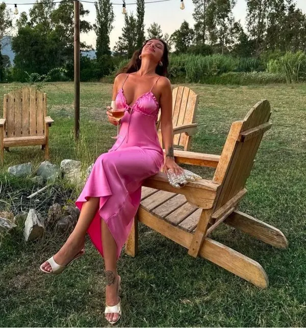 Zara maxi dress hot satin pink lingerie ruffled midi party Valentine’s date wedding - Image 2