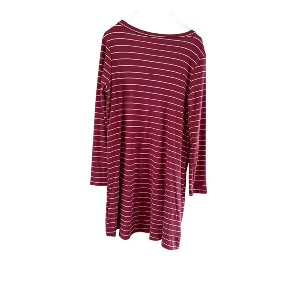 Women's mts Red & White Striped Long Sleeve Dress, Size L - Image 9
