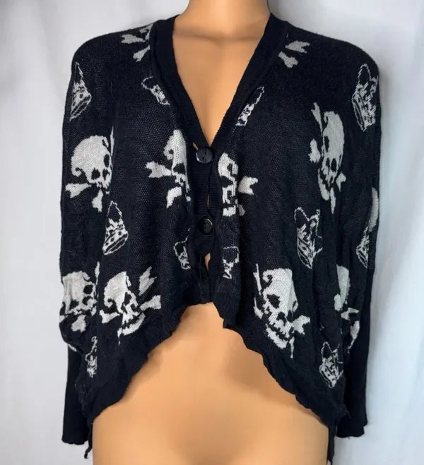 Skull print cardigan Black - Image 2