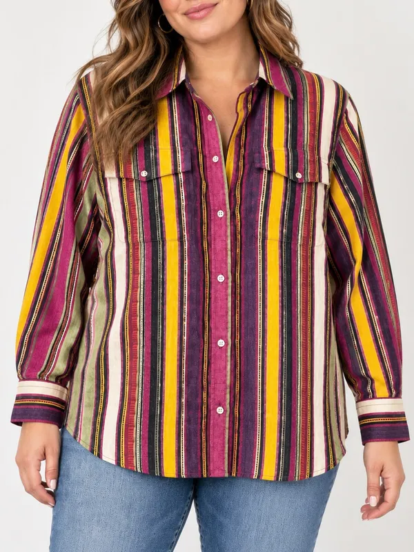 Lauren Ralph Lauren Multicolor Striped Roll Tab Button Down Shirt - Image 8