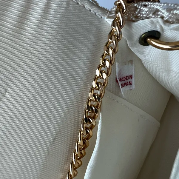 Vtg Ivory Chain Purse Shoulder Clutch Handbag 50s 60s made in Japan - Image 5