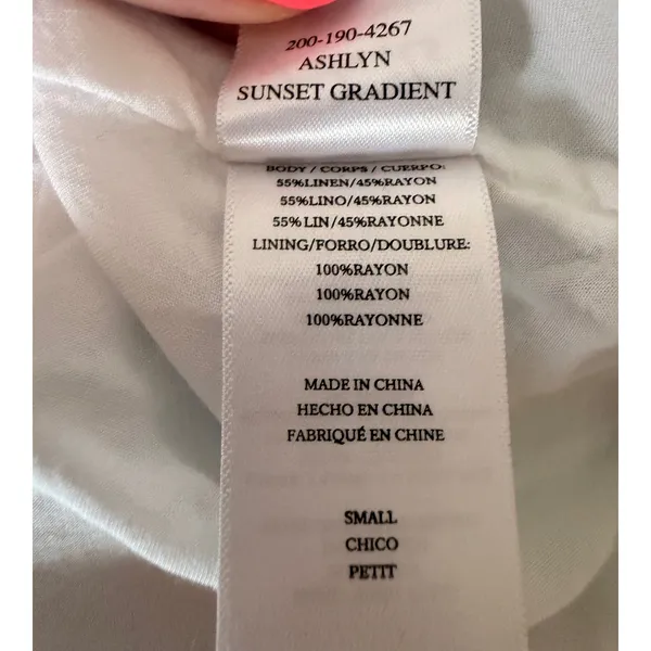 Rails Ashlyn Sunset Gradient Linen Blend Smocked Midi Dress Blue Peach Small - Image 8