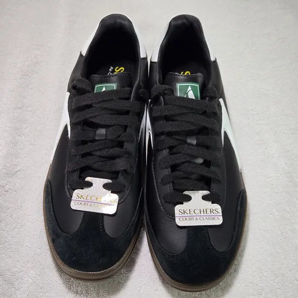 NWT Skechers Court & Classics Men’s Size 10 Black White Leather Sneakers - Image 2
