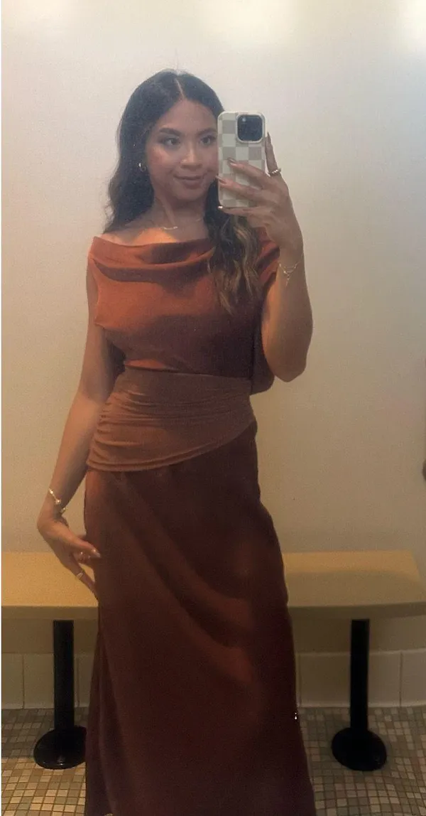 Selfie Leslie Isabella Open Cowl Back Maxi Dress Cocoa - Image 6