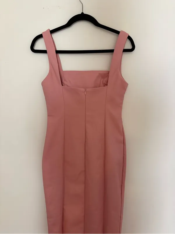Hello Molly Chic Square Neck Midi Dress in Dusty Pink Musk Size Medium 6 NWT - Image 6