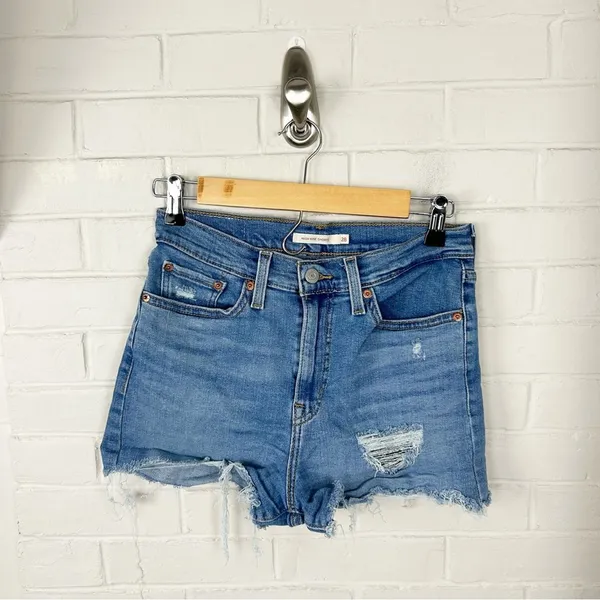 Levi’s Distressed High Rise Denim Shorts Size 28 - Image 2