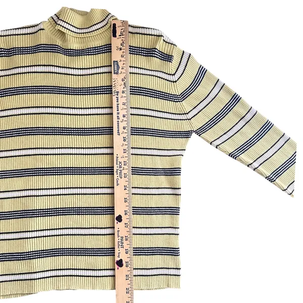 Marsh Landing Striped Turtleneck Sweater Long Sleeve Yellow Black White Casual M - Image 7