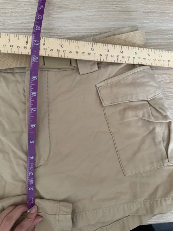 Aritzia TNA Large Curtis Cargo Shorts Tan Neutral Utility Safari Outdoor Belt - Image 4