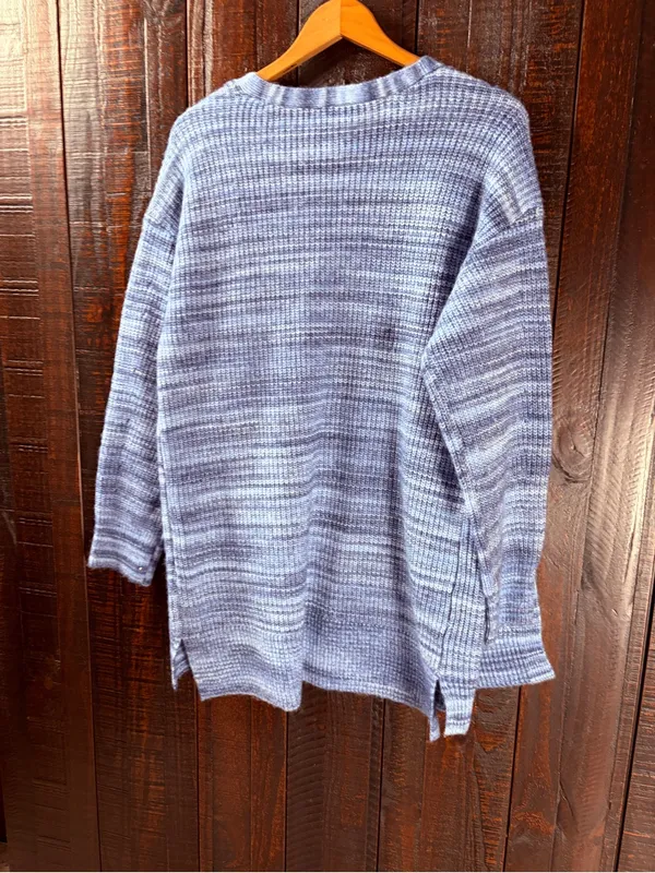 Time & Tru Cozy Blue Open-Front Knit Cardigan Sweater Medium - Image 4