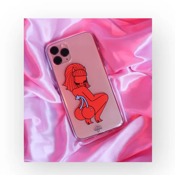 new Valfre ☻︎ Lucy Cherry Bottom ☻ iPhone 6+ 7+ 8+ Clear Case ☻ Artist Drawn - Image 14