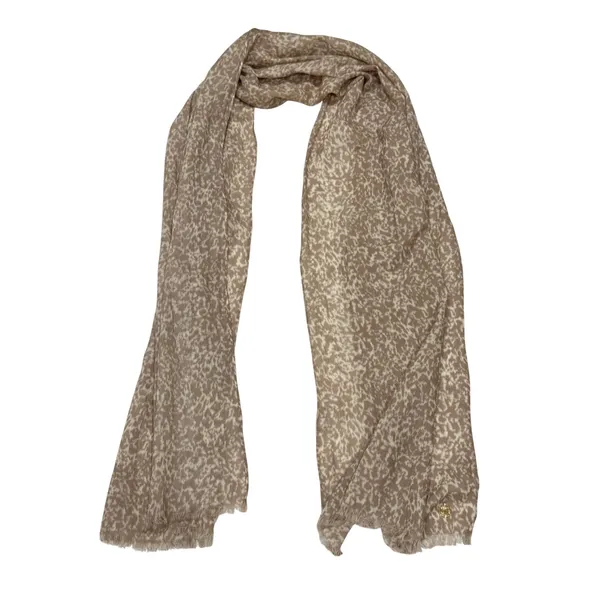 Michael Kors Scarf Womens One Size Tan Cream‎ Abstract Animal Print Fringe Wrap - Image 2