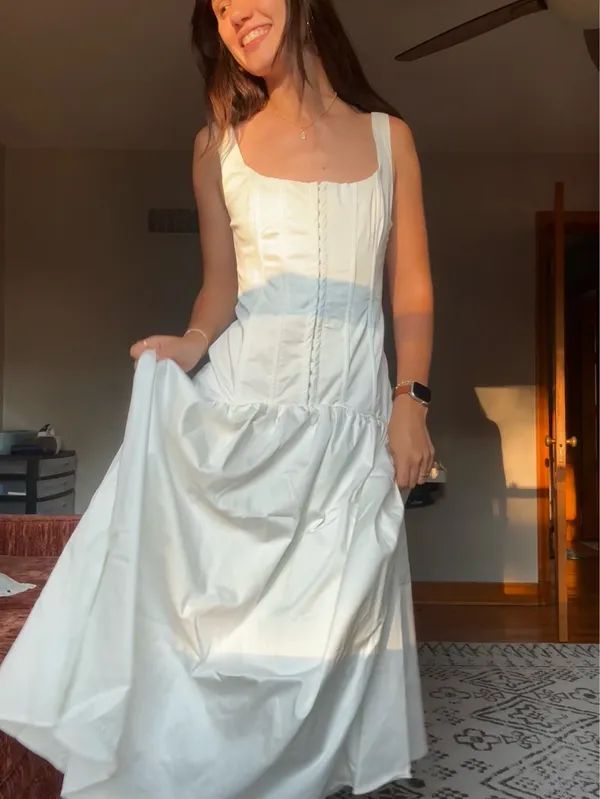 NWT Lulus White Corset Drop Waist Maxi Dress - Image 5