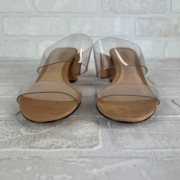 SCHUTZ Heels Victorie Womens 7.5 Nude Transparent 2‎ Strap Block Heel Sandals B - Image 6