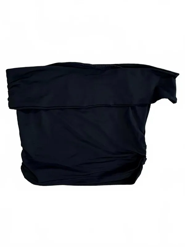 Black Off the Shoulder Crop Top Long Sleeve Minimalist Balletcore Aesthetic S - Image 2