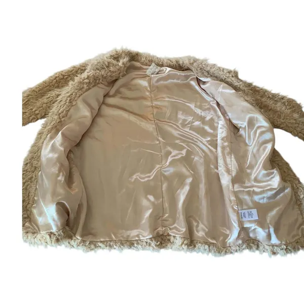 Sadie & Sage Anthropologie Cream Faux Fur Shaggy Coat M So So‎ Soft Quiet Luxury - Image 4