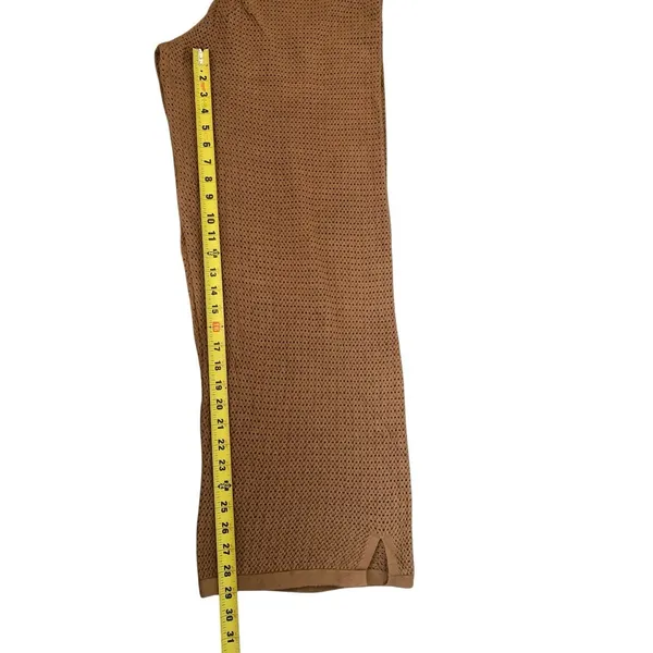 Pact Open Knit Pants L Brown Organic Cotton Linen Coastal Boho Coverup Resort - Image 8
