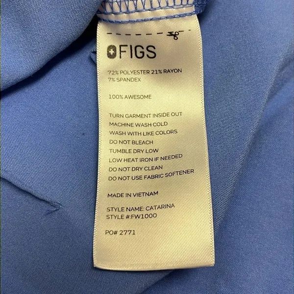 FIGS Technical Collection Blue Short Sleeve PO 2771 Medical Scrub Shirt-XS - Image 12