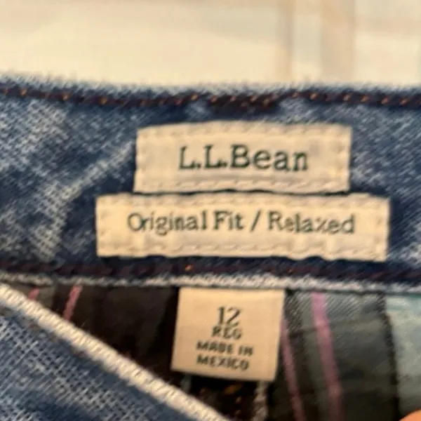 L.L. Bean Orginal/Relaxed‎ Fit Plaid Lined Jeans Size 12 - Image 5