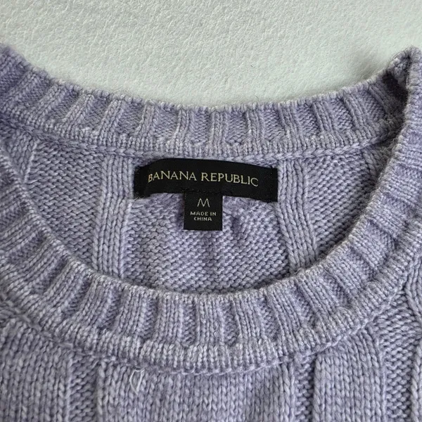 Banana Republic Womens Lavender Purple Cable Knit Crew Neck Sweater NLN02685 M‎ - Image 2
