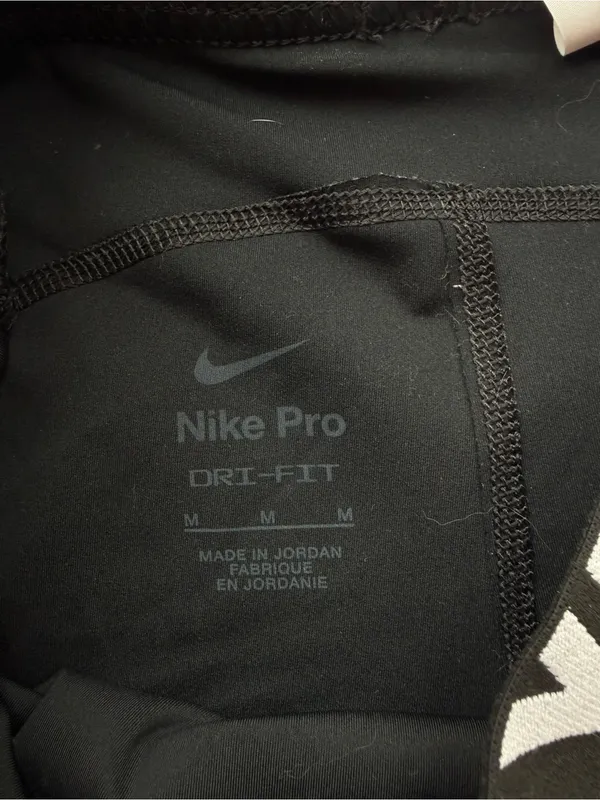 Nike Pro Black Compression Shorts with White Logo Waistband - Image 2