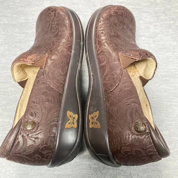 Alegria PG Lite KEL 433 Sz 40 Brown Embossed Leather Clogs Comfort Slip On Shoes - Image 14