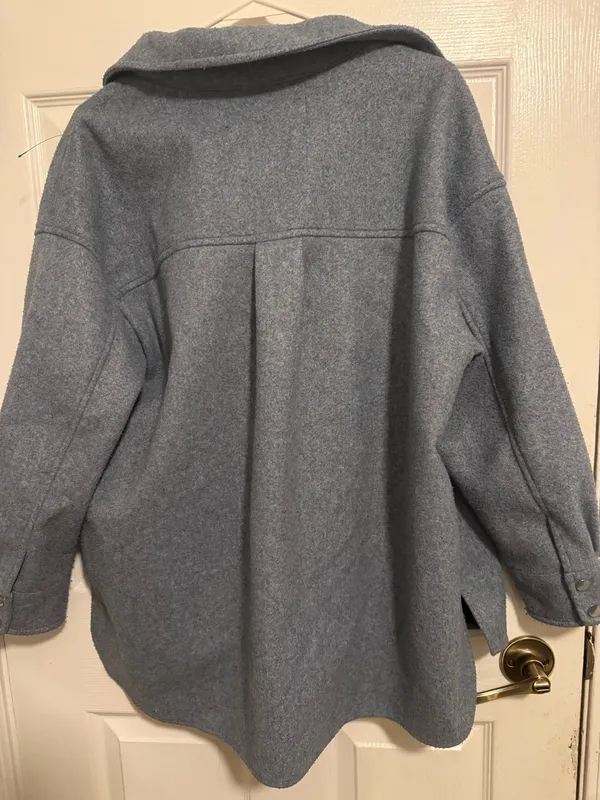 Zara Gray Oversized Snap-Front Shirt Jacket Shacket Size Small - Image 3