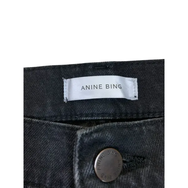 Anine Bing Black High Rise Straight Leg Jeans Stretch‎ Denim 24 - Image 2