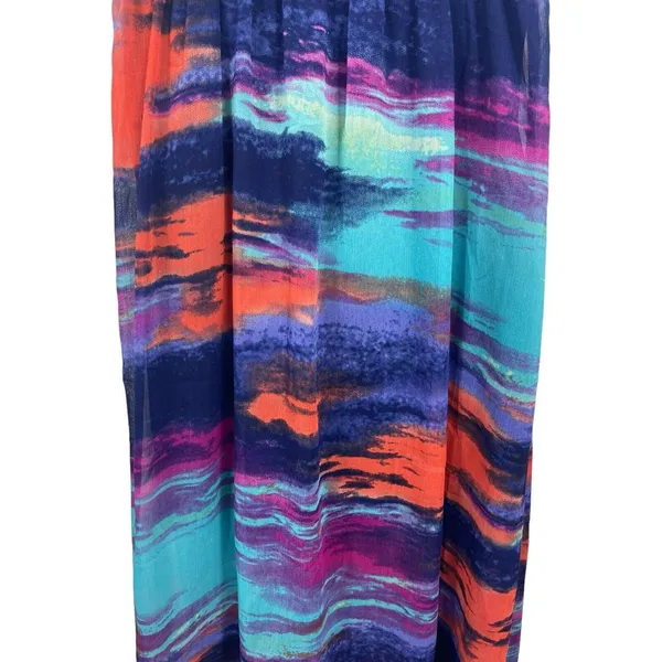 Triple Heart High Low Midi Sleeveless Tie Dye Flowy Dress S boho - Image 6