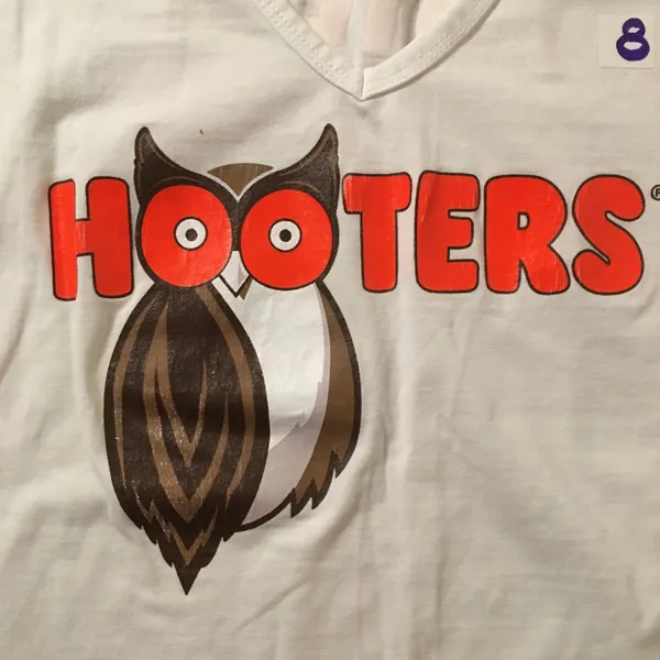 B71 #8 Hooters Girl Worn Uniform Super Sexy V-Neck Long Sleeve Shirt Size Small - Image 4