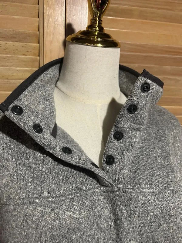 Eddie Bauer Fleece Mock Neck Snap Pullover Sweatshirt Women’s XL Gray Pockets - Image 4