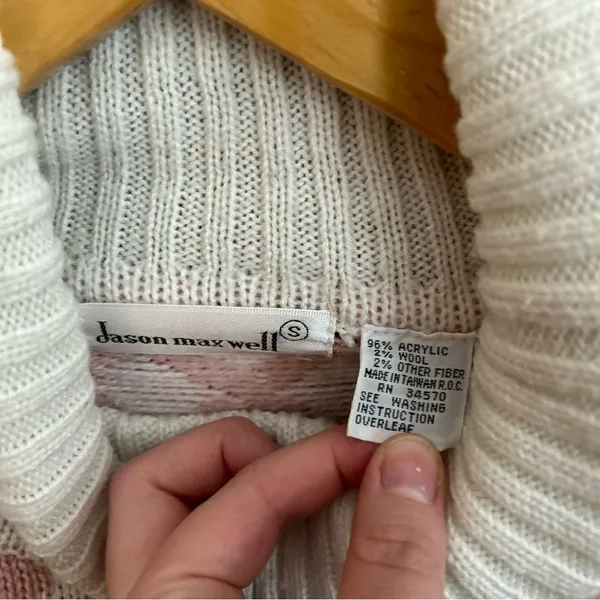Vintage Jason Maxwell Chunky Fair Isle Turtleneck Sweater Size Small - Image 3
