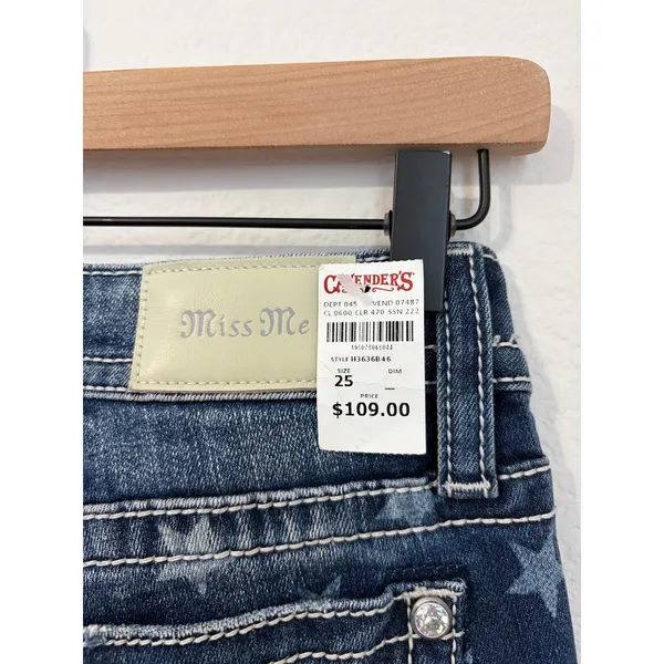 NEW Miss Me Bootcut Jeans Size 25 High Rise Boot Western Star Denim Boho Y2K - Image 9