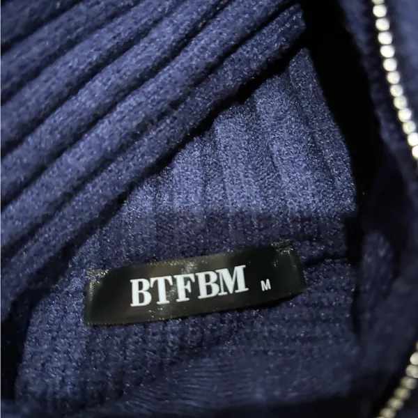 Navy Blue Knit Quarter Zip Size M - Image 2