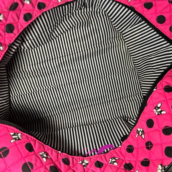 Betsey‎ Johnson Pink French Bulldog Polka Dot Quilted Duffel Bag Weekend Travel - Image 11
