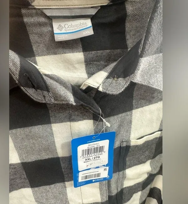 NWT Columbia womens black white buffalo check plaid flannel shirt XXL retail $90 - Image 4