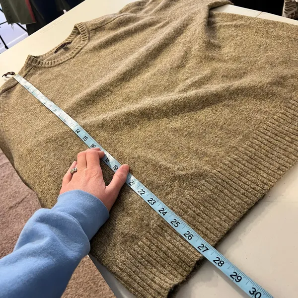 Banana Republic Tan Unisex Lambswool Alpaca Knit Elbow Patch Sweater Size XL - Image 10