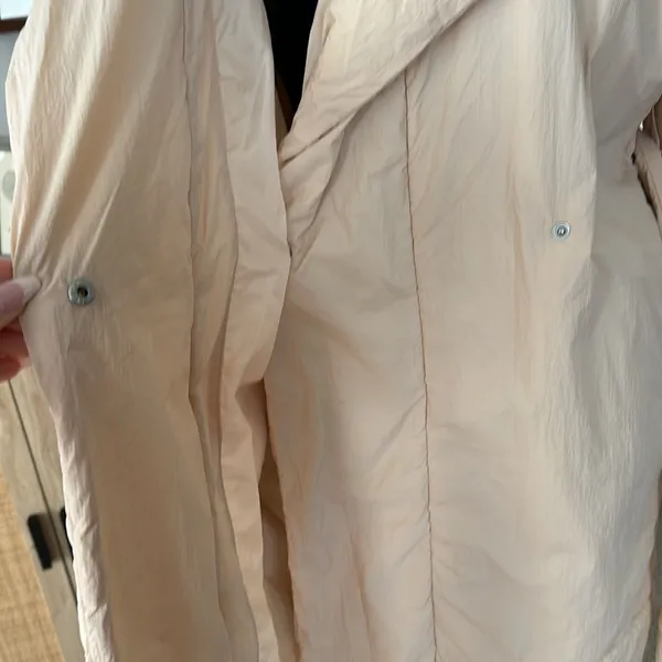 A New Day Cream Blush Oversized Wrap Midi Coat Tie Waist Pockets - Image 7