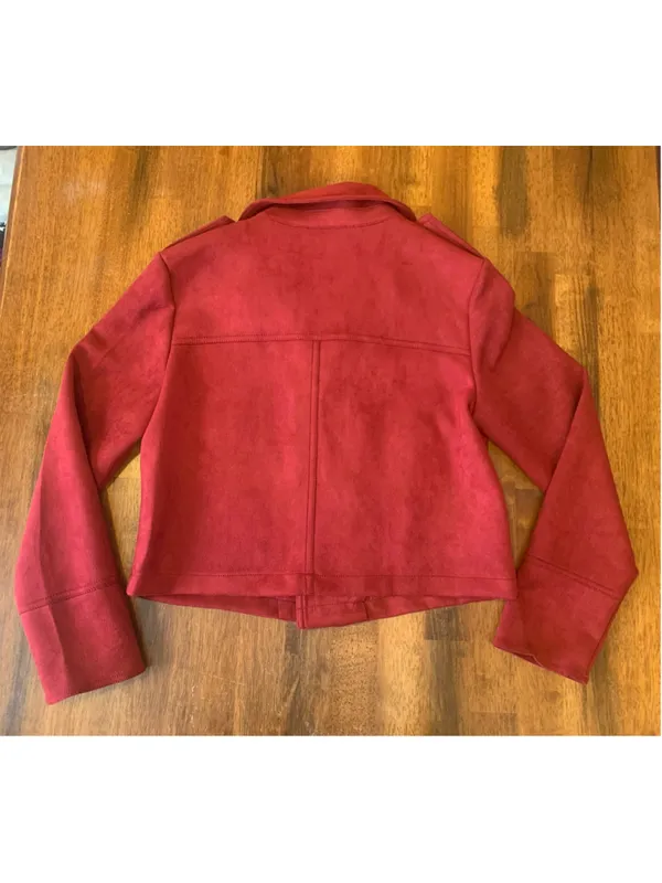 Women's Philosophy Republic Clothing Dark Red Faux Suede Jacket Size M - Image 6