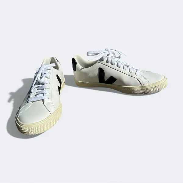 Veja Esplar Leather Sneakers White Black Low Top Lace Up Women’s Size 6 Minimal - Image 6