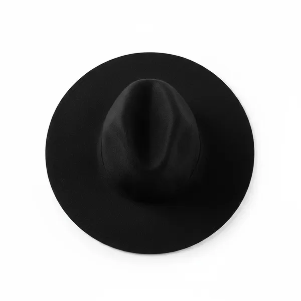 Zara Black Wide Brim Fedora Hat Wool Felt Pinched‎ Crown Buckle Band Size M 58cm - Image 2