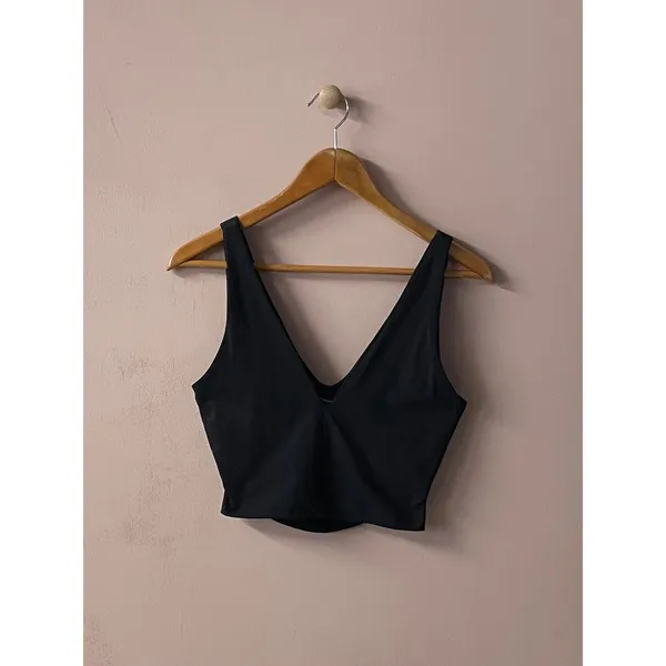 Kookaï Black V-Neck Cutout Back Crop Top Size 2 EUC - Image 3