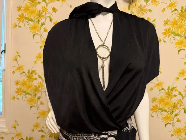 NWOT Zara surplice black neck tie top size M - Image 7