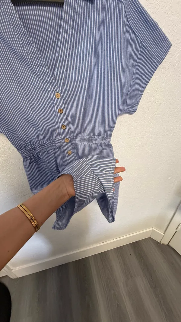 MICAS Blue & White Striped Short Romper - Size M - Boho Beach Style - Image 4